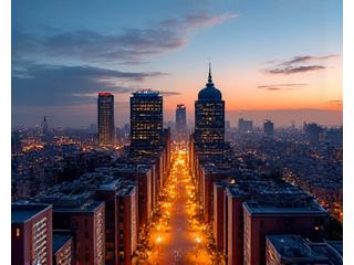 Skyline de Madrid al anochecer